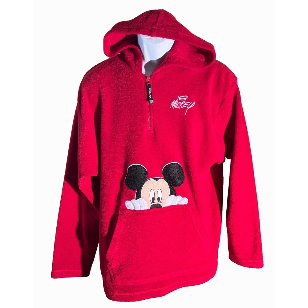 DISNEY COLLECTION Mickey Mouse  Pull Over Long Sleeve Hooded Sweatshirt Red‎ Lg